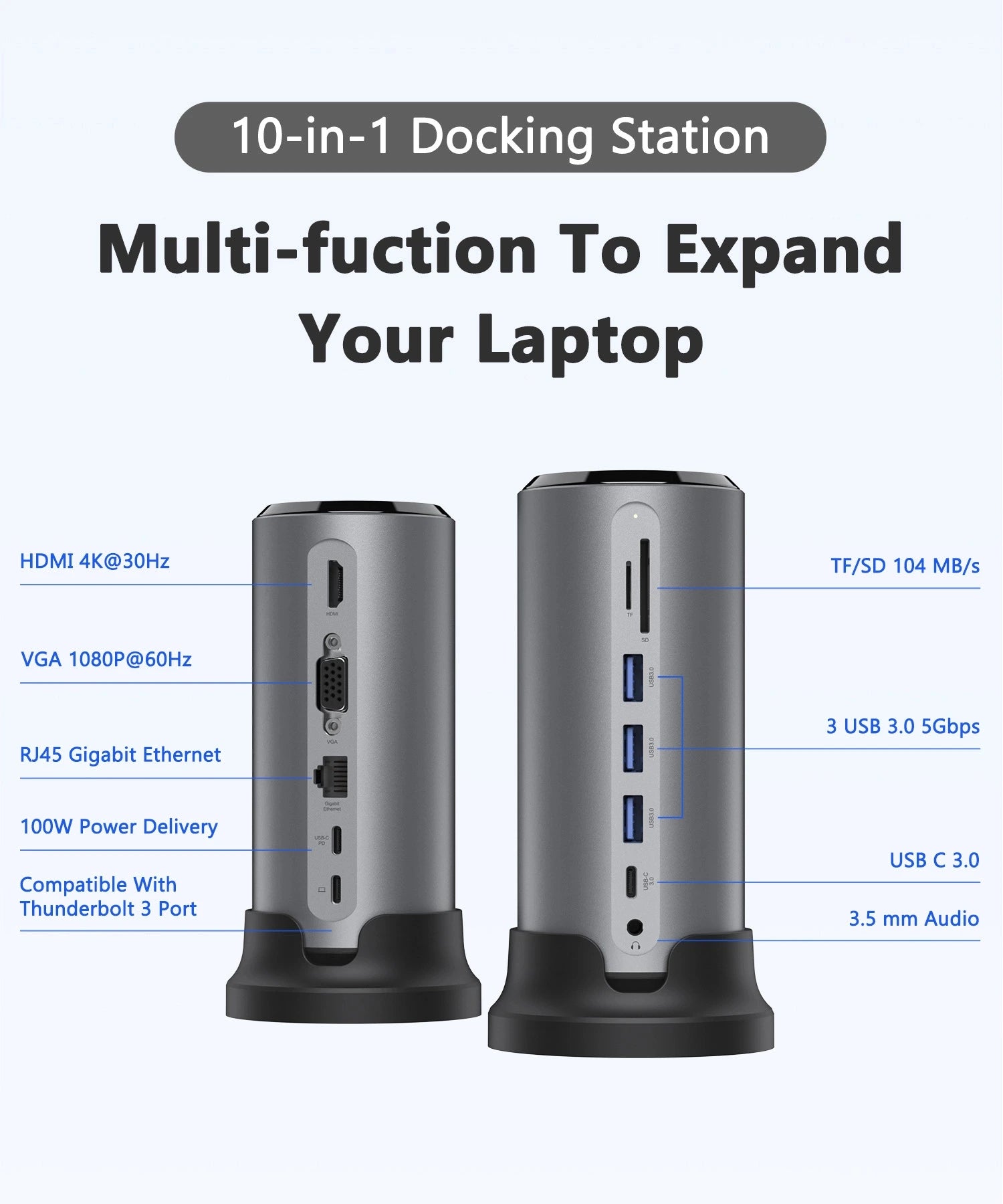 PULWTOP MacBook Pro/Air Docking Station, 12 in 1 Universal Laptop Docking Station Dual Monitor