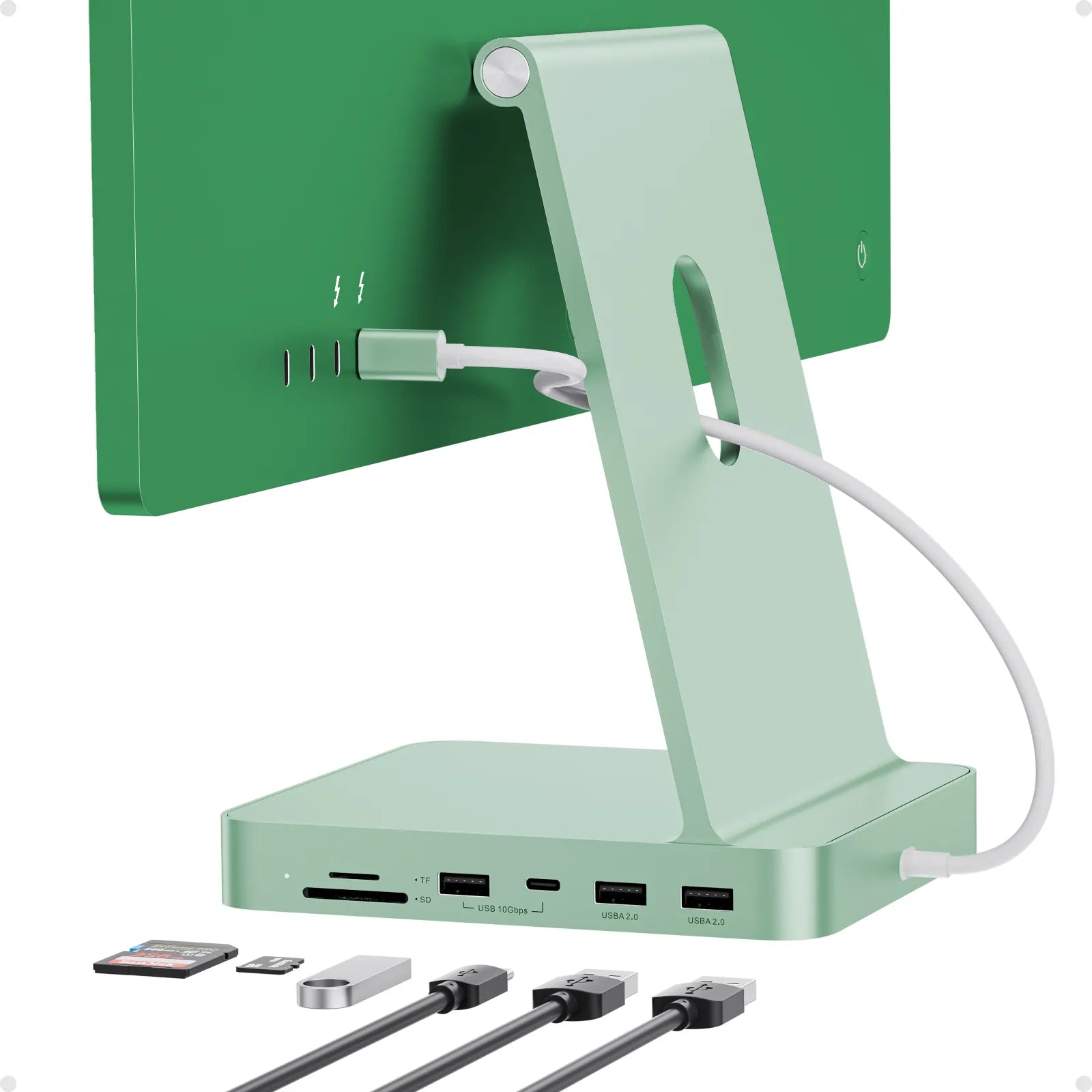 PULWTOP 7-in-1 USB C HUB for iMac 24-inch 2021, USB Hub Adapter iMac Accessory, Docking Station Supports Expansion M.2 NVMe SSD (Not Included)-Green