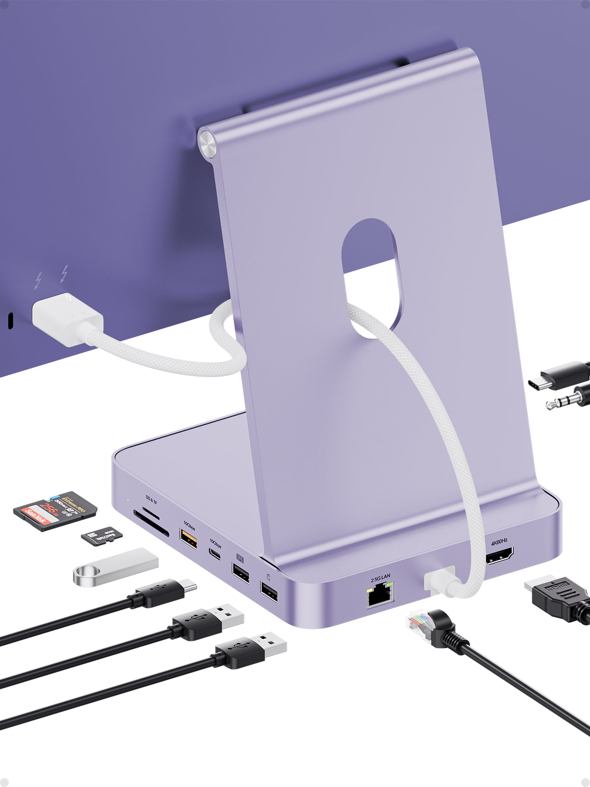 PULWTOP USB C Docking Station For iMac 24" M1/M3/M4 ( 11-in-1, M.2 SSD case, Blue)
