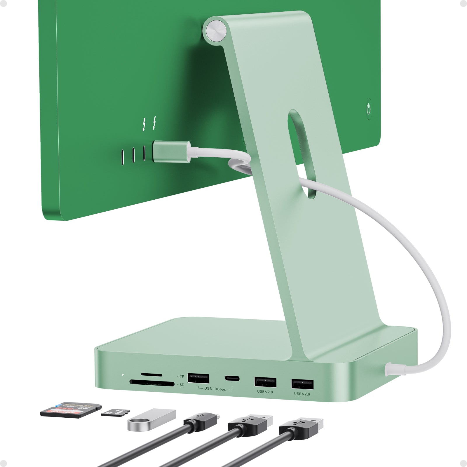 PULWTOP 7-in-1 USB C HUB for iMac 24-inch 2021, USB Hub Adapter iMac Accessory, Docking Station Supports Expansion M.2 NVMe SSD (Not Included)-Green