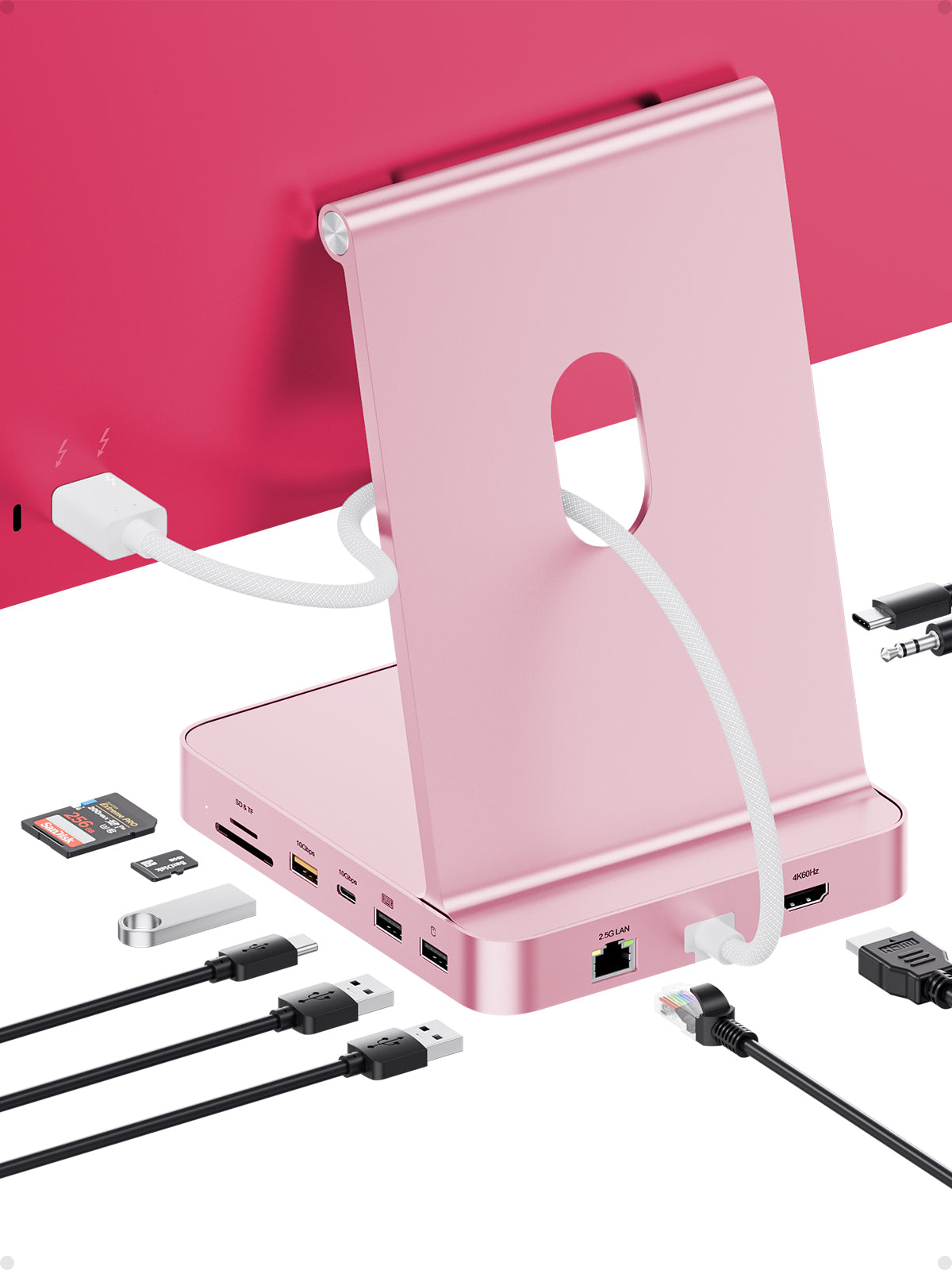 PULWTOP USB C Docking Station For iMac 24" M1/M3/M4 ( 11-in-1, M.2 SSD case, Blue)