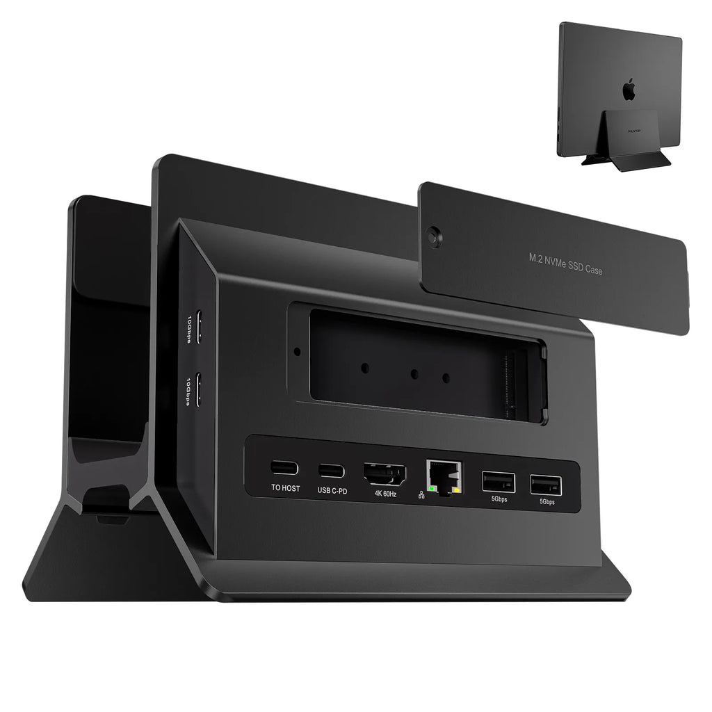 PULWTOP スタンド型ドッキングステーション ブラック PULWTOP Vertical MacBook Docking Station (11-in-1, HDMI, USB