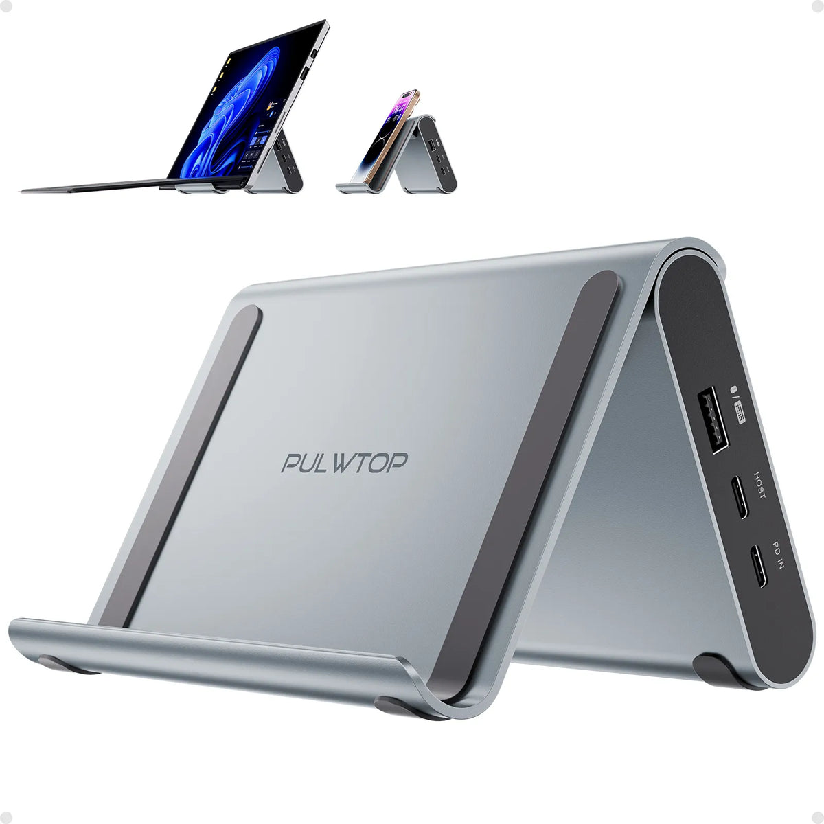 PULWTOP USB C Docking Station Dual Monitor for Surface Pro&GO