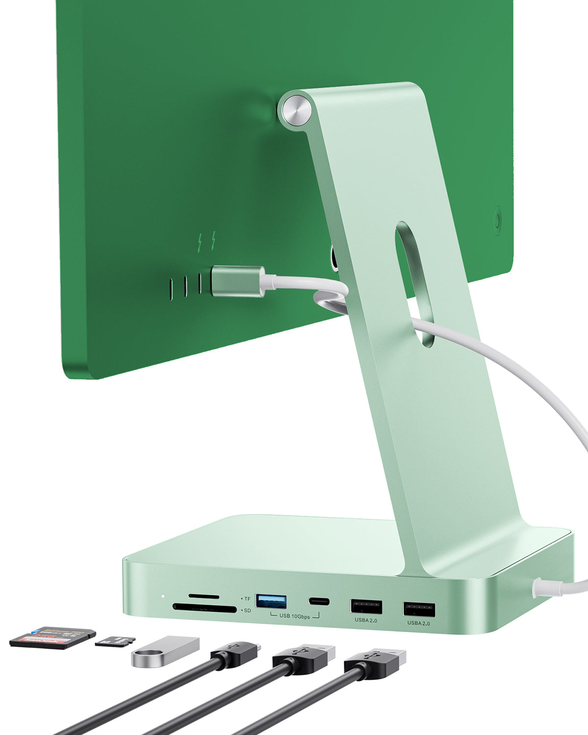 PULWTOP USB C Hub For iMac 24" M1/M3/M4 ( 7-in-1, M.2 SSD case, Silver）