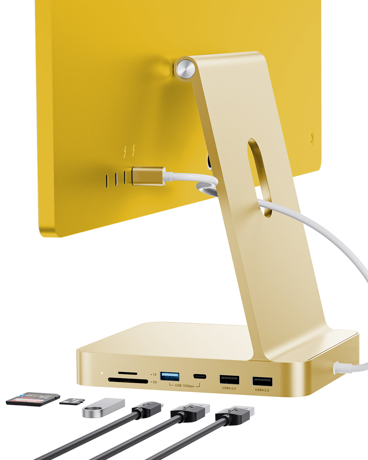 PULWTOP USB C Hub For iMac 24" M1/M3/M4 ( 7-in-1, M.2 SSD case, Blue）