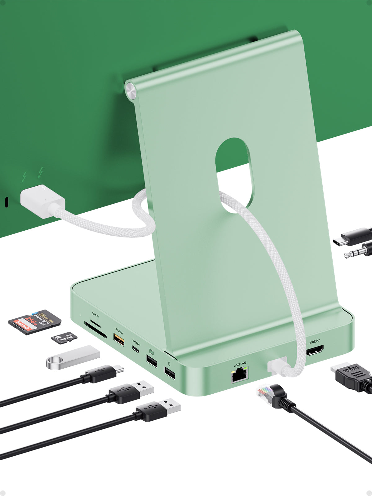 PULWTOP USB C Docking Station For iMac 24" M1/M3/M4 ( 11-in-1, M.2 SSD case, Blue)