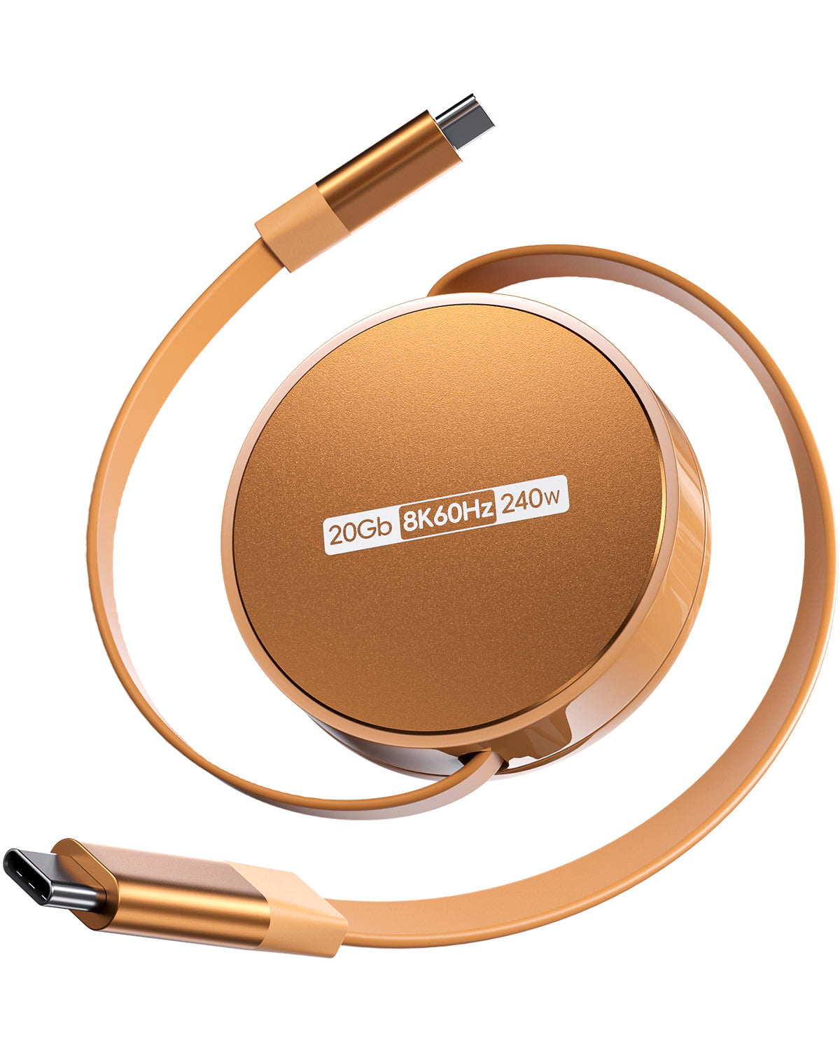 PULWTOP Retractable USB C to USB C Cable, USB 4 Cable with PD 240W, 20Gbps, 8K60Hz - Orange