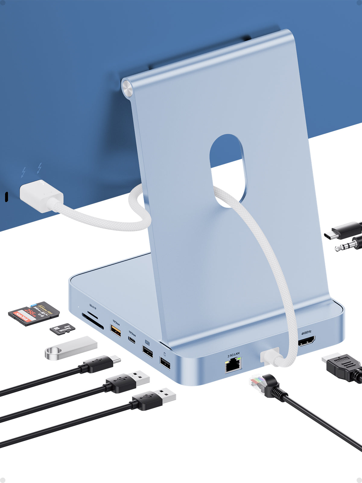 PULWTOP USB C Docking Station For iMac 24" M1/M3/M4 ( 11-in-1, M.2 SSD case, Silver)