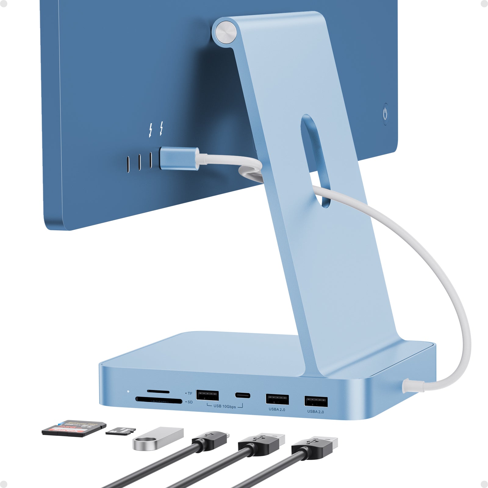 PULWTOP 7-in-1 USB C HUB for iMac 24-inch 2021, USB Hub Adapter iMac Accessory, Docking Station Supports Expansion M.2 NVMe SSD (Not Included)-Blue