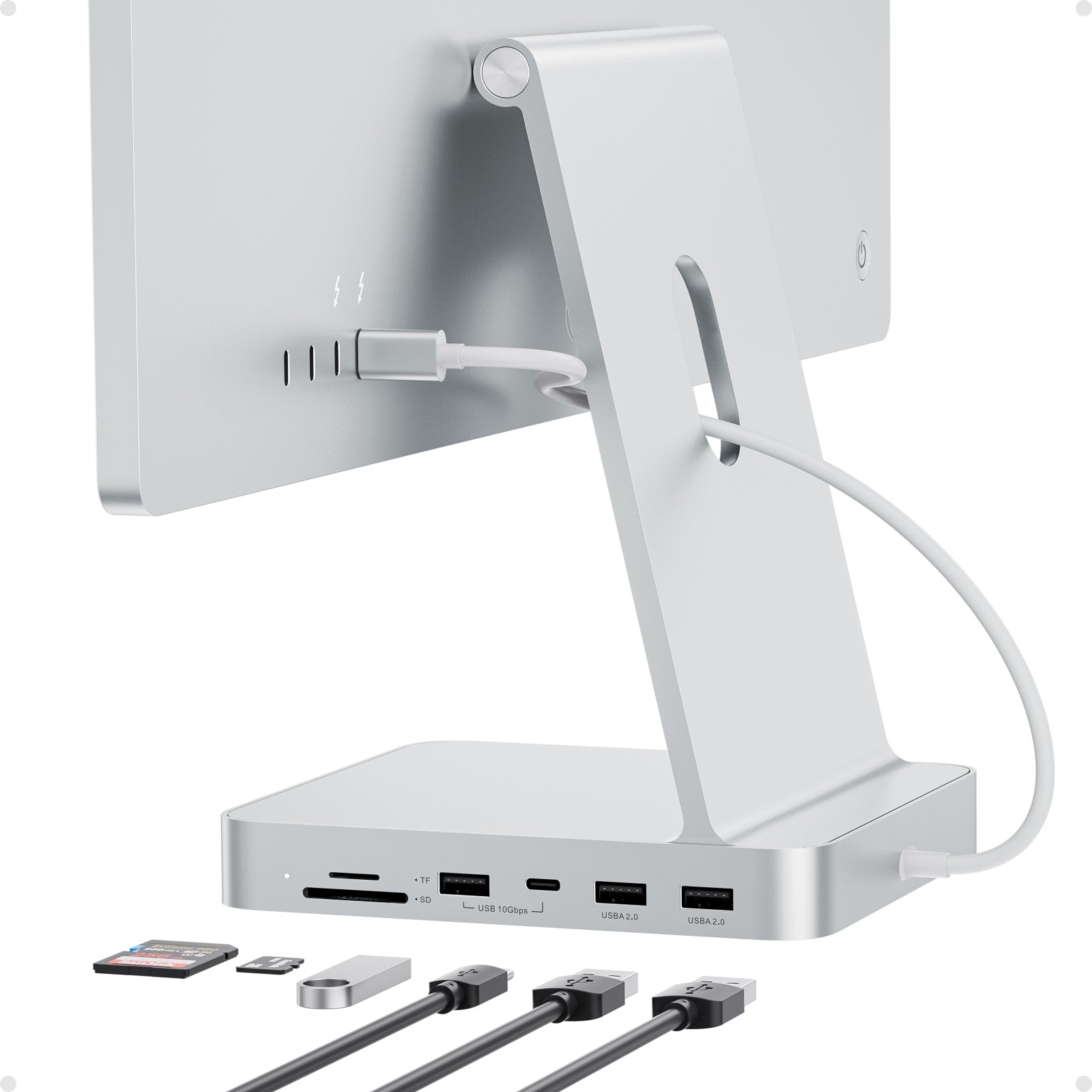 PULWTOP 7-in-1 USB C HUB for iMac 24-inch 2021, USB Hub Adapter iMac Accessory, Docking Station Supports Expansion M.2 NVMe SSD (Not Included)-Silver