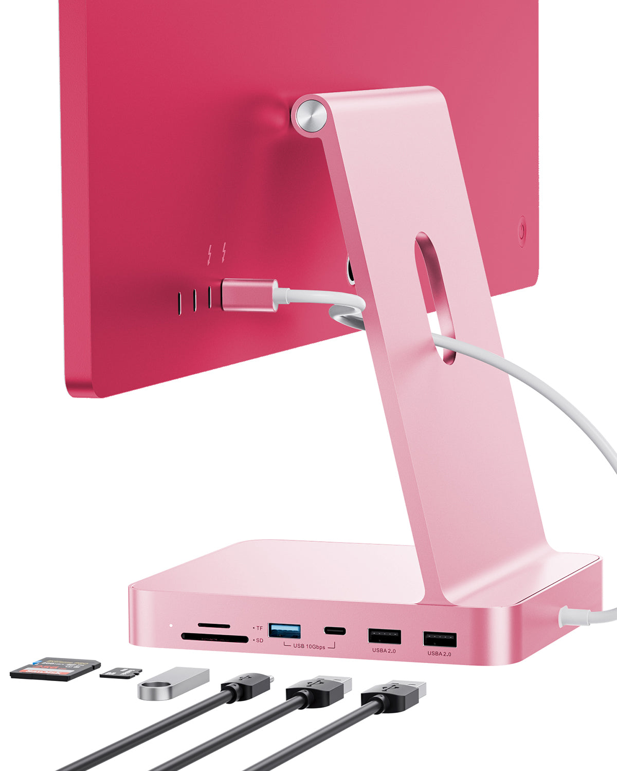 PULWTOP USB C Hub For iMac 24" M1/M3/M4 ( 7-in-1, M.2 SSD case, Silver）