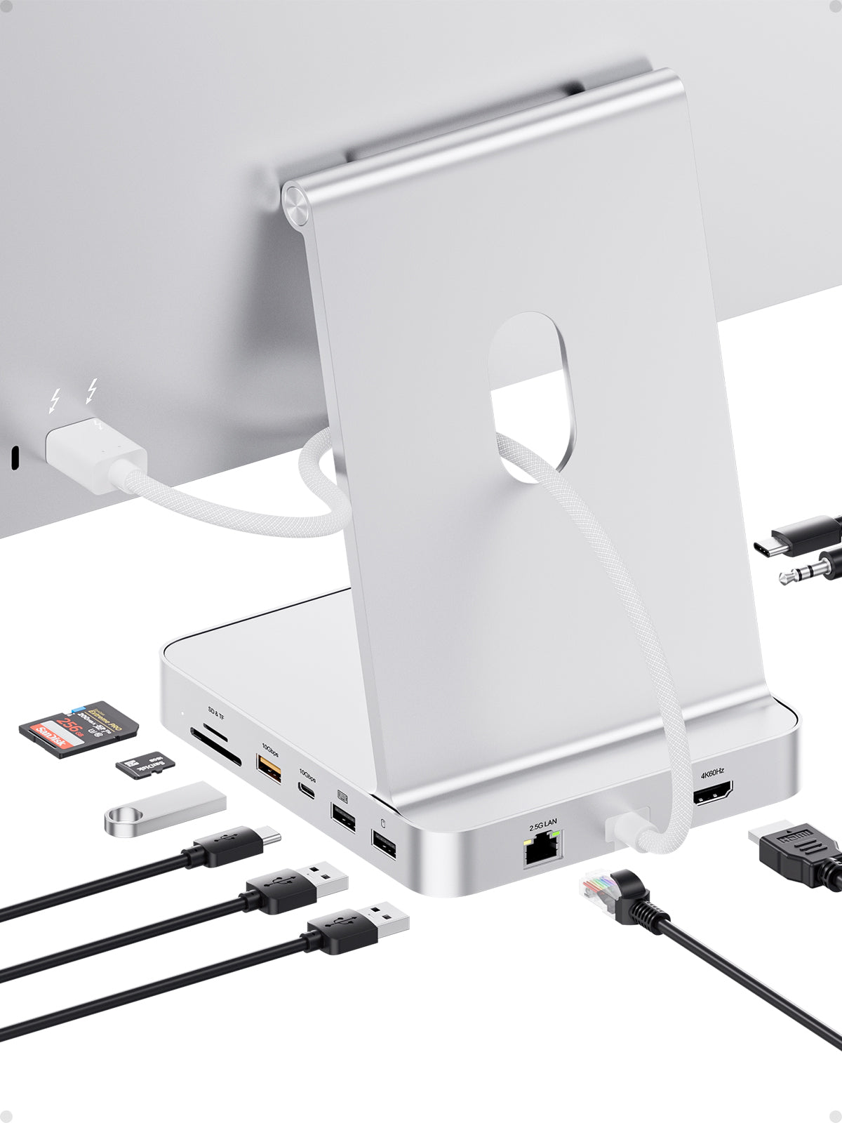 PULWTOP USB C Docking Station For iMac 24" M1/M3/M4 ( 11-in-1, M.2 SSD case, Blue)