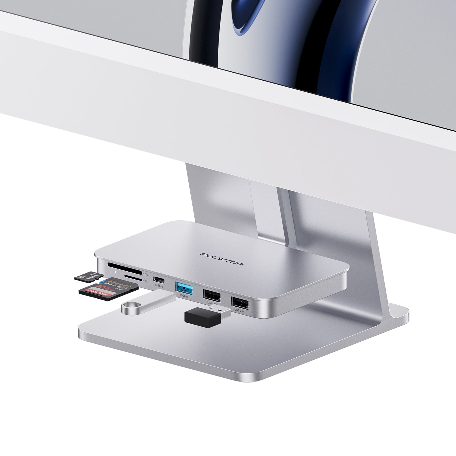 PULWTOP USB C Hub for iMac M1/M3, 6-in-1 iMac Accessory, USB-C Adapter for iMac 24-inch 2021/2023 and iMac 27" Studio Display
