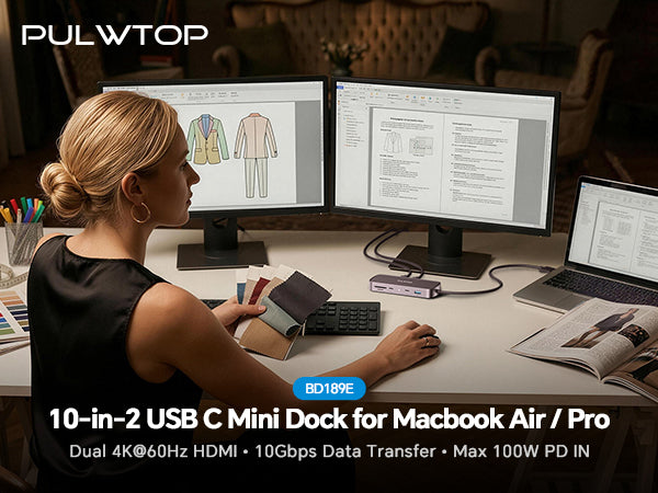 PULWTOP MacBook Pro Docking Station Dual Monitor for MacBook Pro/Air M