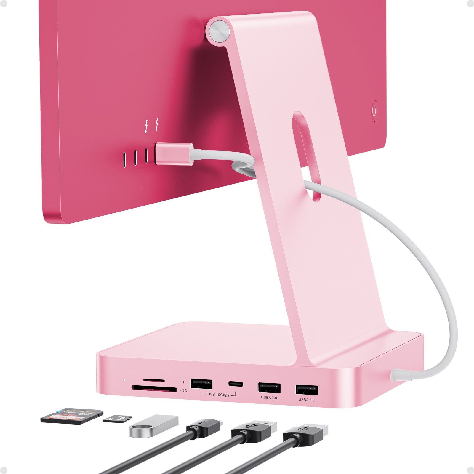 PULWTOP 7-in-1 USB C HUB for iMac 24-inch 2021, USB Hub Adapter iMac Accessory, Docking Station Supports Expansion M.2 NVMe SSD (Not Included) - Pink