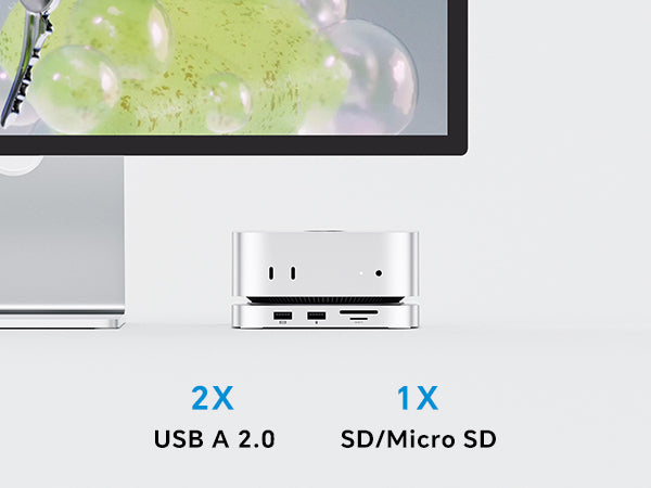 PULWTOP Mac Mini M4 USB C Hub Accesorios & Stand（9-in-1, M.2 SSD