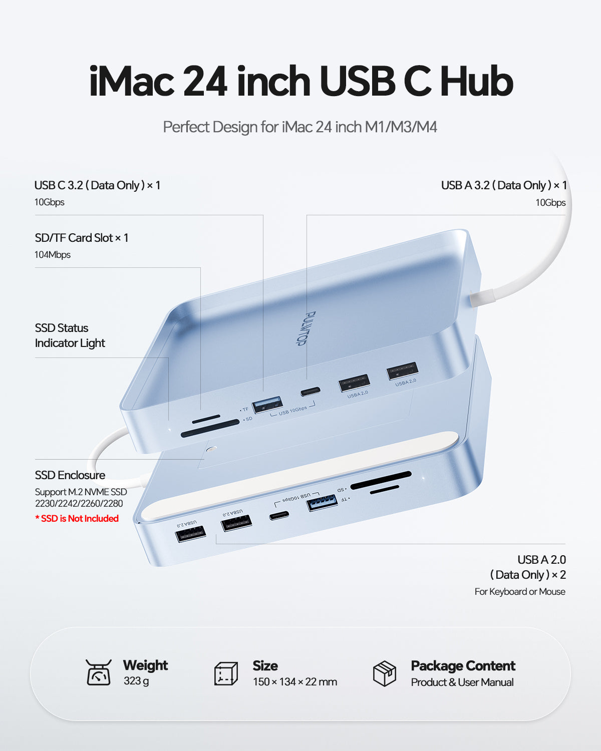 PULWTOP USB C Hub For iMac 24