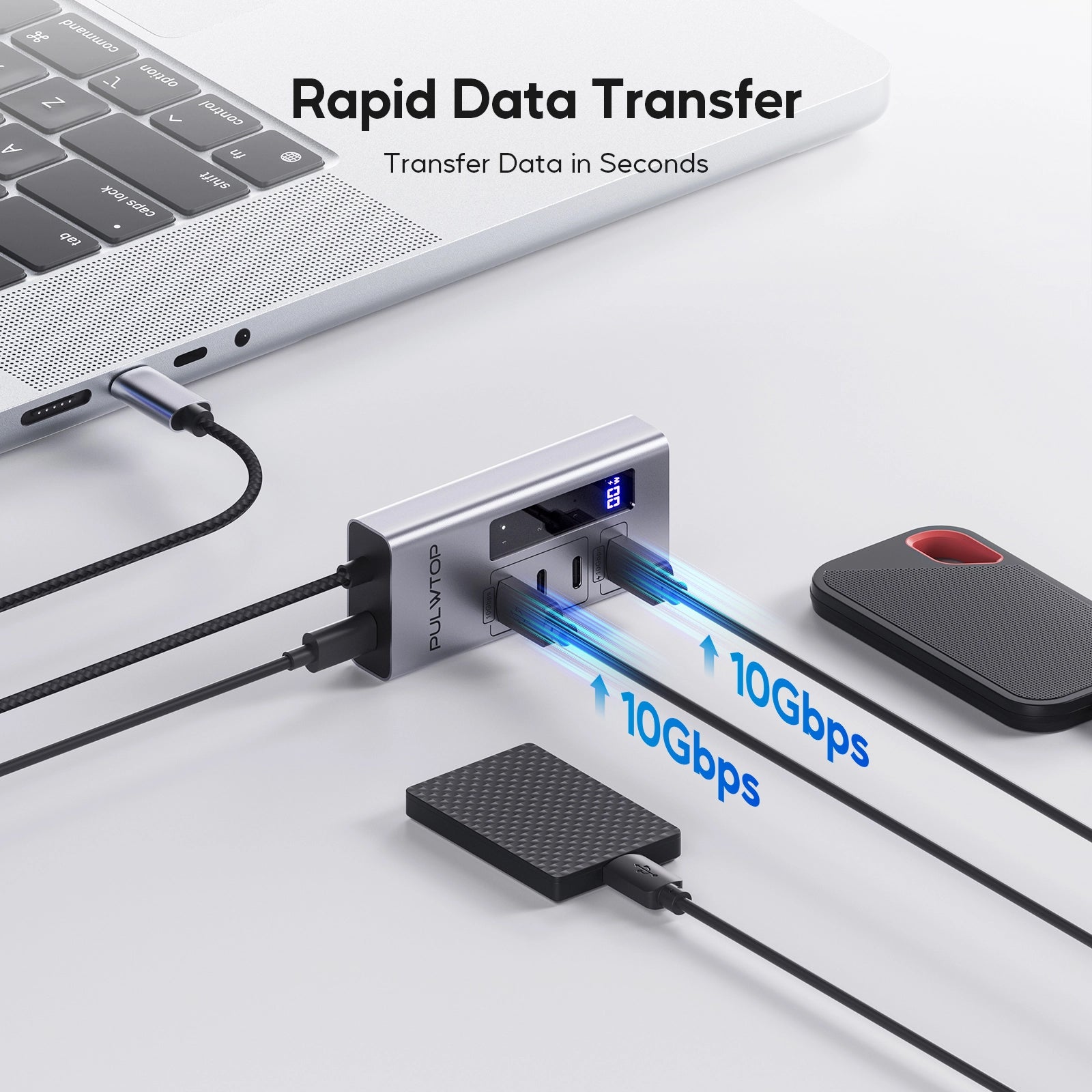 PULWTOP 4 in 1 USB C to USB C Hub Support Data 10Gbps & Charging(Not Support Video)