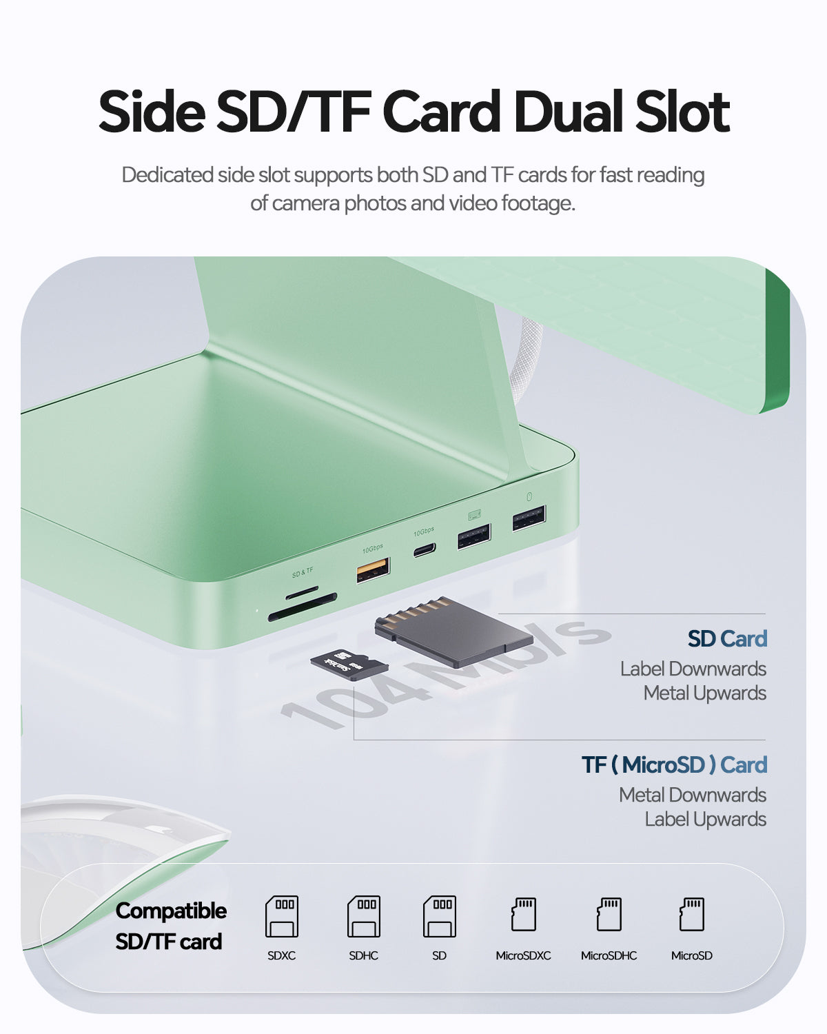 PULWTOP USB C Docking Station For iMac 24" M1/M3/M4 ( 11-in-1, M.2 SSD case, Green)