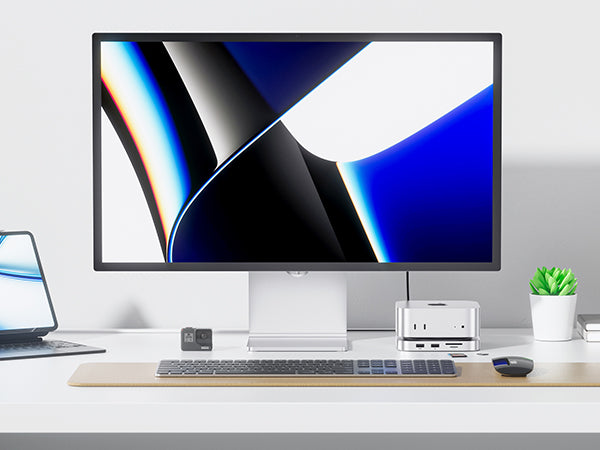 PULWTOP Mac Mini M4 USB C Hub Accesorios & Stand（9-in-1, M.2 SSD