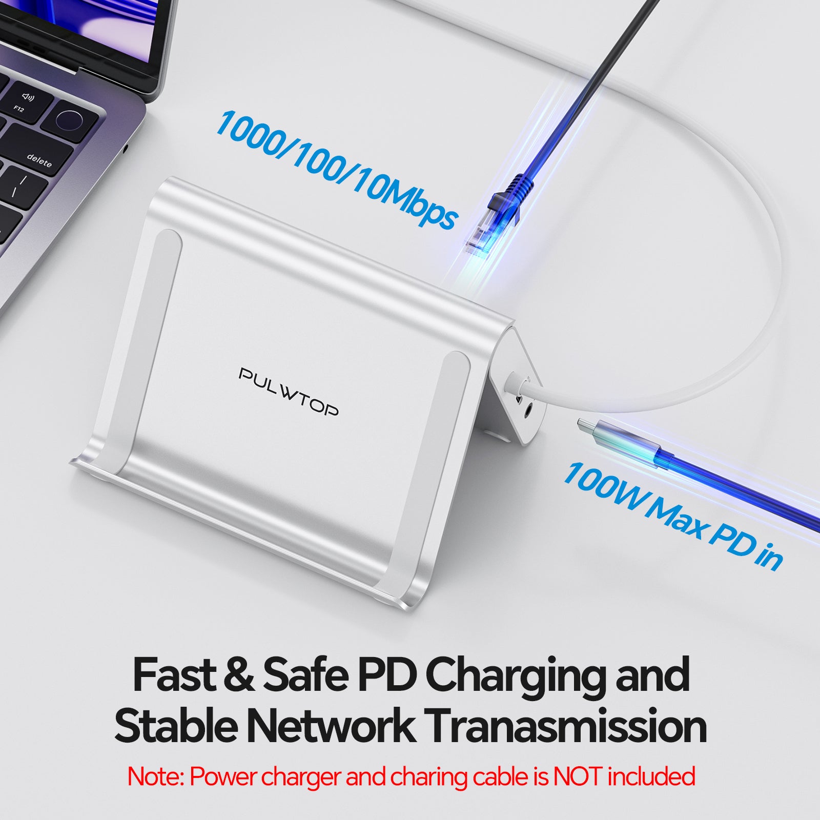 PULWTOP USB C Docking Station Dual Monitor for MacBook Pro/Air M4/M5 (2X 4K@60Hz HDMI, 10Gbps USB A/C) - Silver