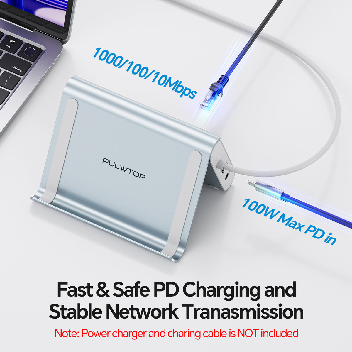 PULWTOP USB C Docking Station Dual Monitor for MacBook Pro/Air M4/M5 (2X 4K@60Hz HDMI, 10Gbps USB A/C) - Sky Blue
