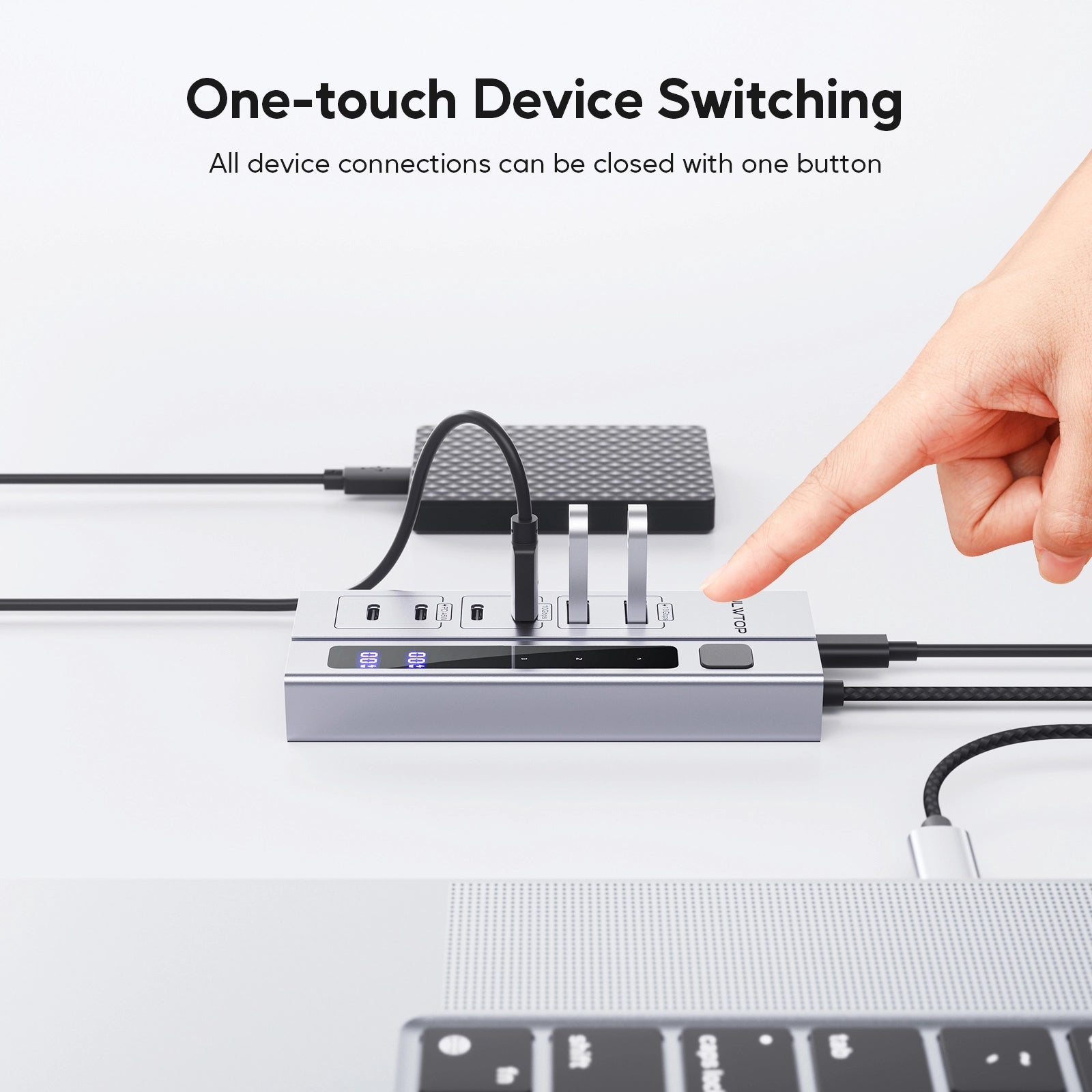 PULWTOP Powered USB C Hub with 65W PD-in Power Adapter