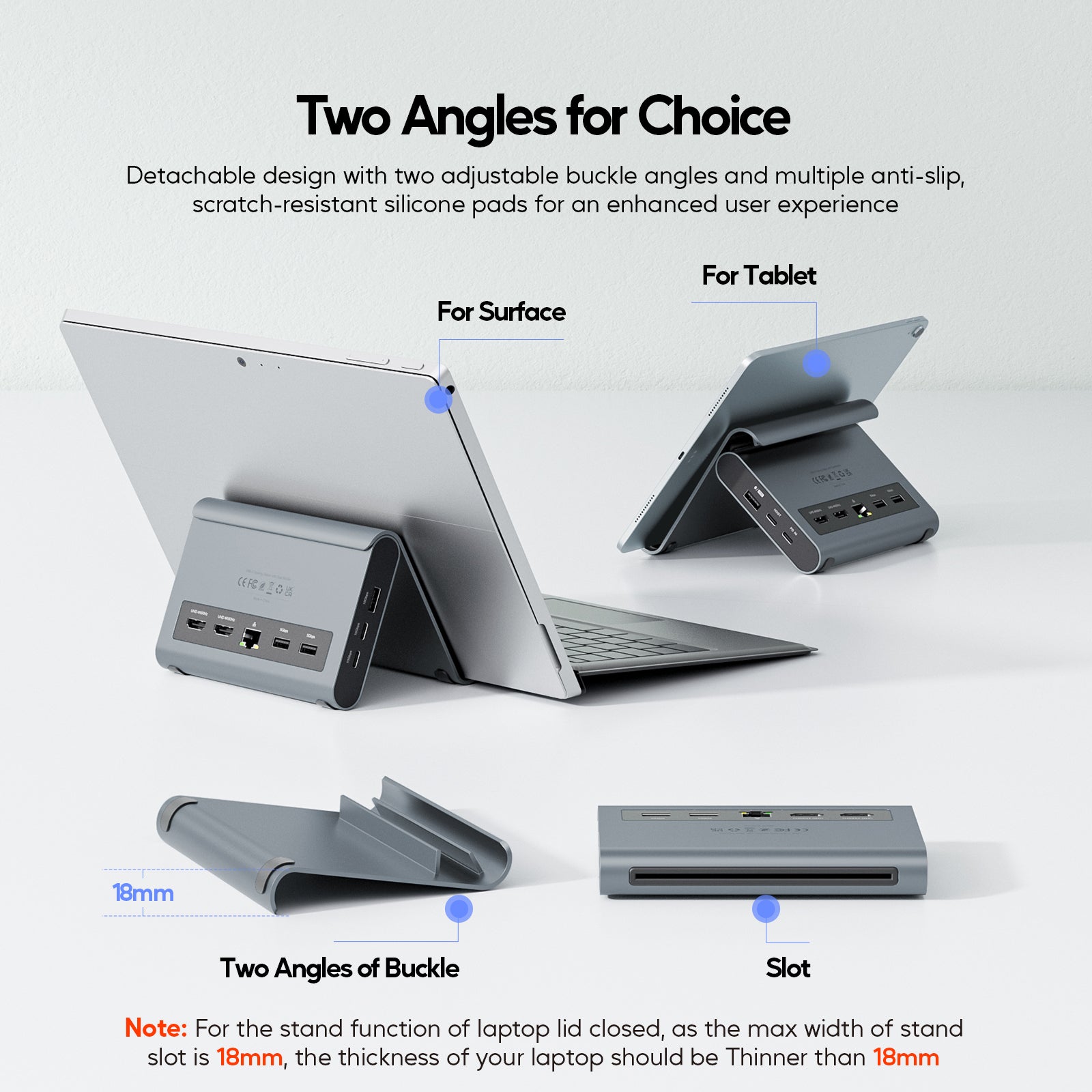 PULWTOP USB C Docking Station Dual Monitor for Windows & Microsoft Surface Pro 11/10/9/8 (HDMI, USB-C/A 10Gbps,  Ethernet)