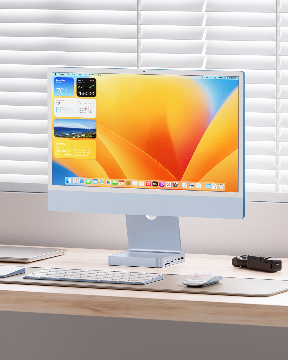 PULWTOP USB C Hub For iMac 24" M1/M3/M4 ( 7-in-1, M.2 SSD case, Blue）