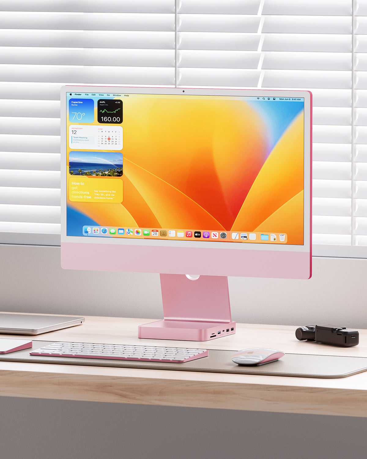 PULWTOP USB C HUB for iMac M4 with M.2 4TB SSD NVMe Enclosure( 7-in-1, M.2 SSD case, Pink)