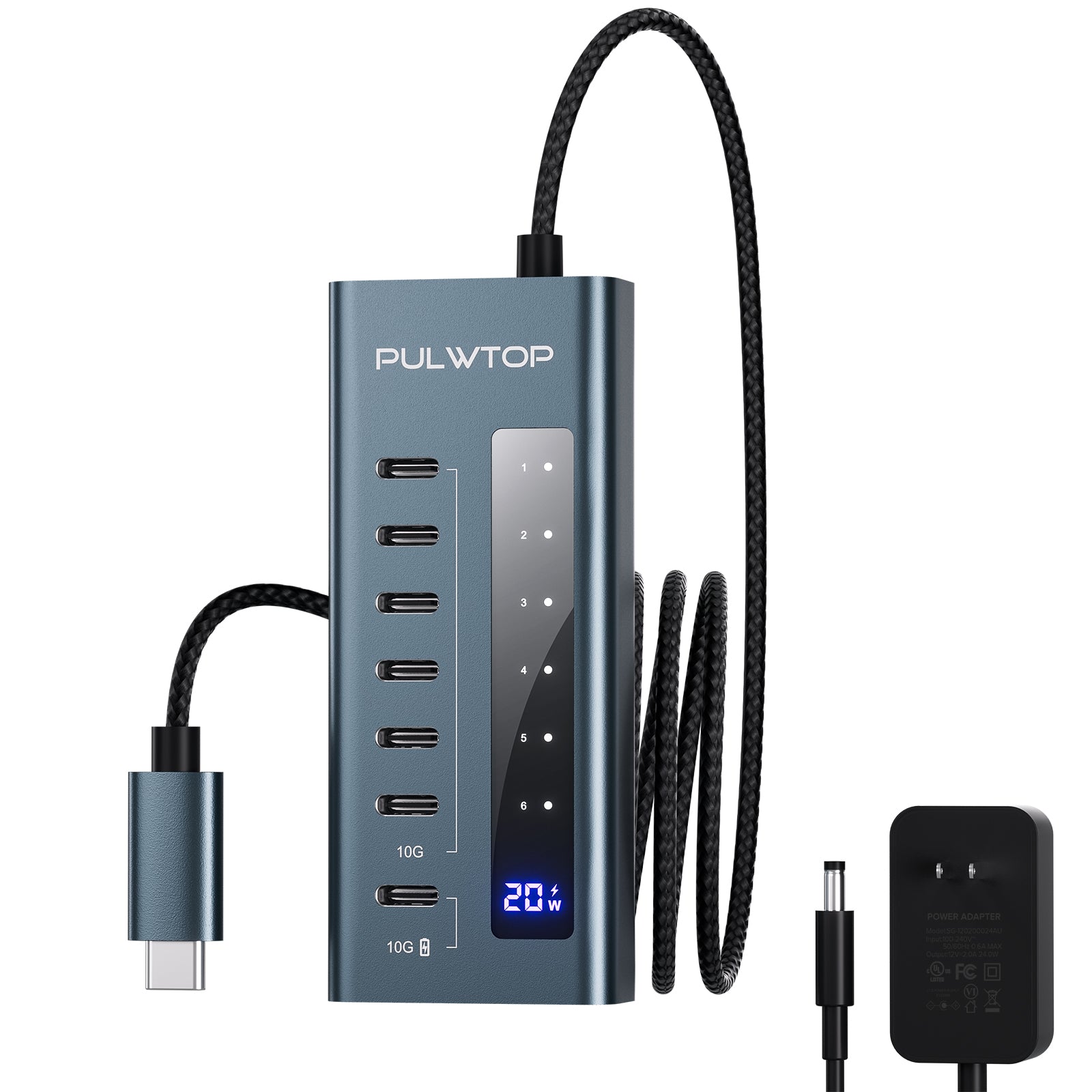 PULWTOP 7-in-1 10Gbps USB C supports data and charging (non-video) for iMac, MacBook Pro/Air, iPad, XPS