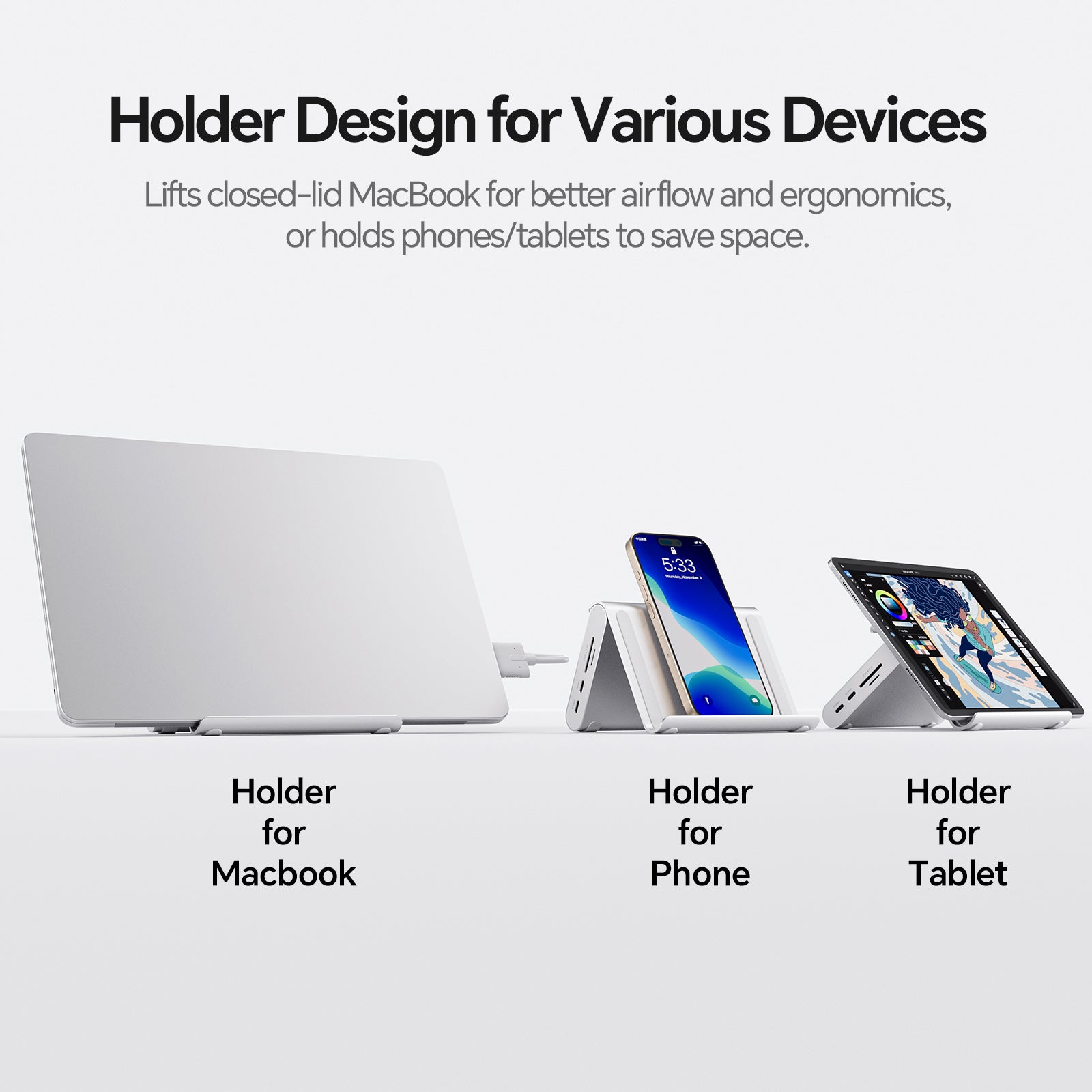 PULWTOP USB C Docking Station Dual Monitor for MacBook Pro/Air M4/M5 (2X 4K@60Hz HDMI, 10Gbps USB A/C) - Silver