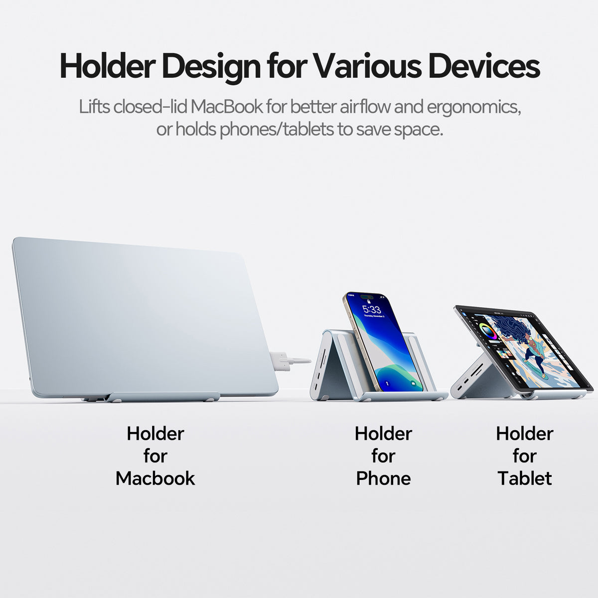 PULWTOP USB C Docking Station Dual Monitor for MacBook Pro/Air M4/M5 (2X 4K@60Hz HDMI, 10Gbps USB A/C) - Sky Blue