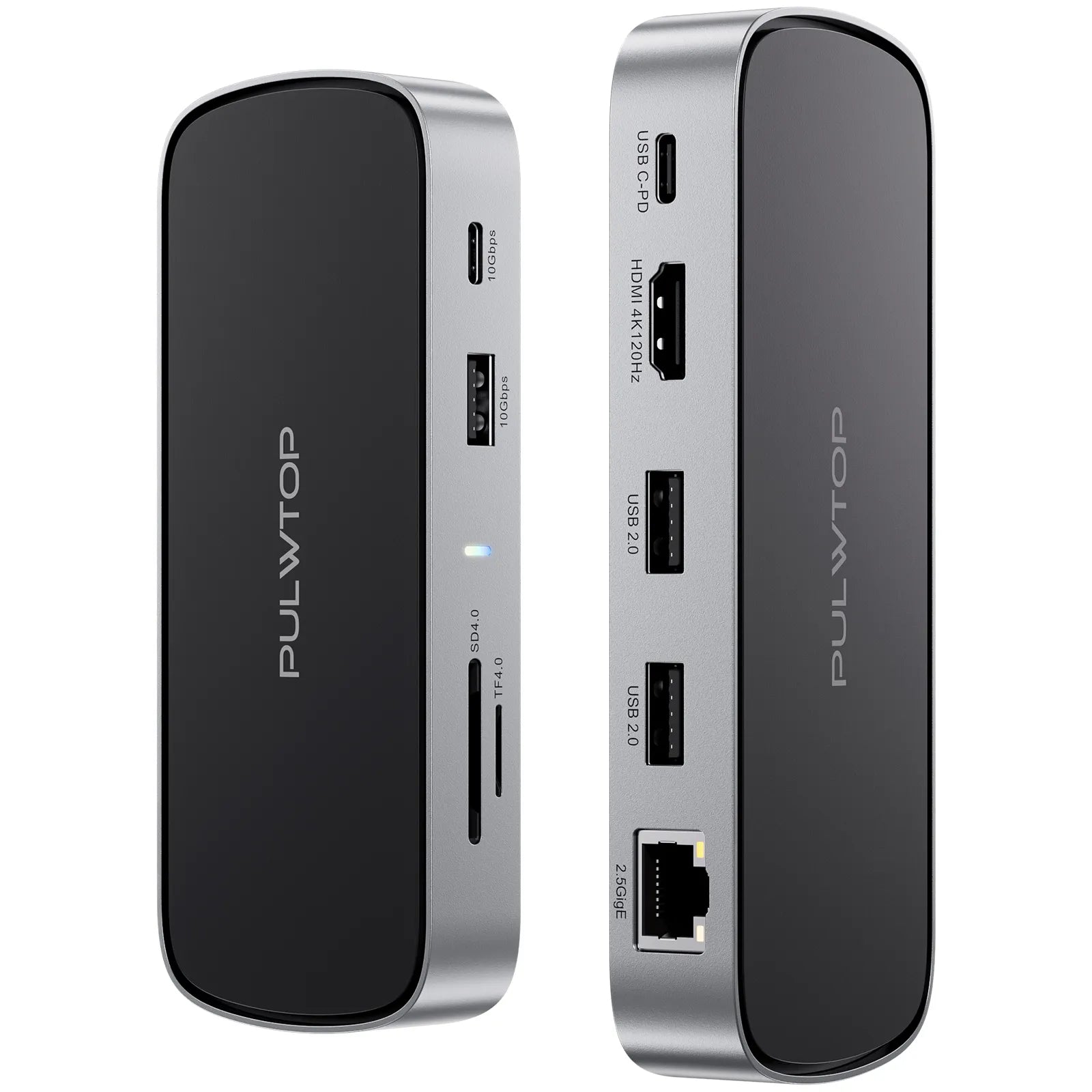 PULWTOP 9 in 1 USB C Mini Dock with 4K@120Hz/8K@30Hz HDMI, 2.5G LAN, 100W PD, USB A/C  10Gbps, SD/TF 4.0, with MacBook and Type c Laptops