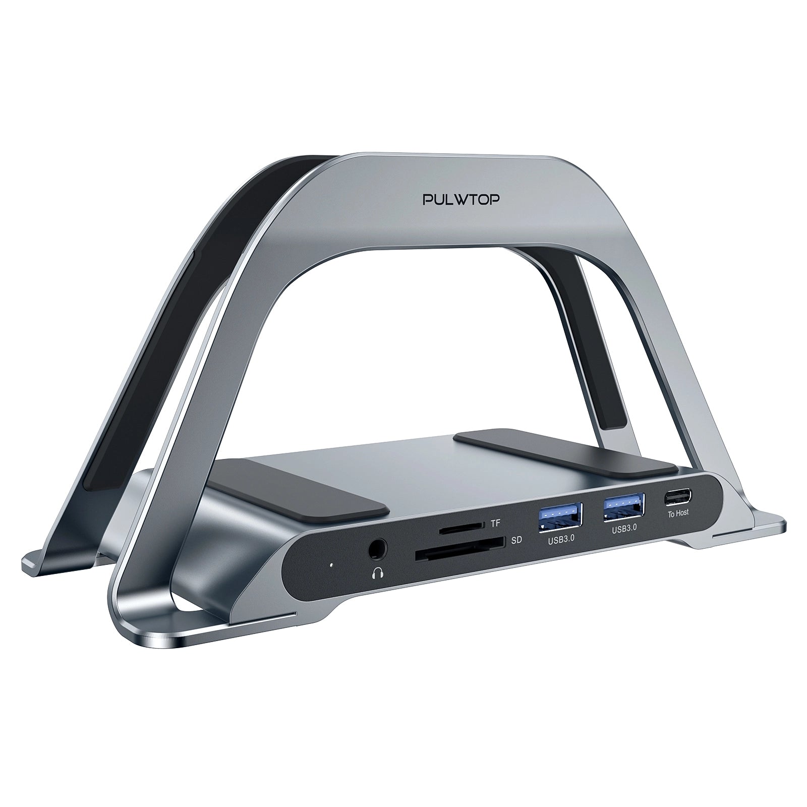 PULWTOP MacBook Dock, USB C docking station with vertical stand, compatible with MacBook Pro and Air, for HP/Dell/Lenovo laptops