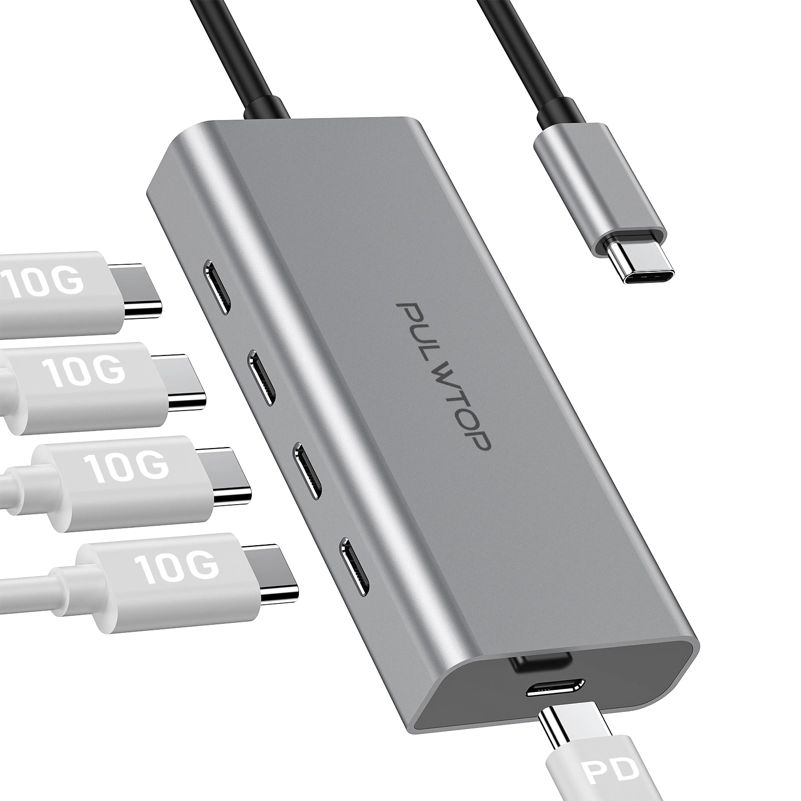 PULWTOP 5-port USB C Hub 10Gbps with 100W PD (no monitor support) for laptops