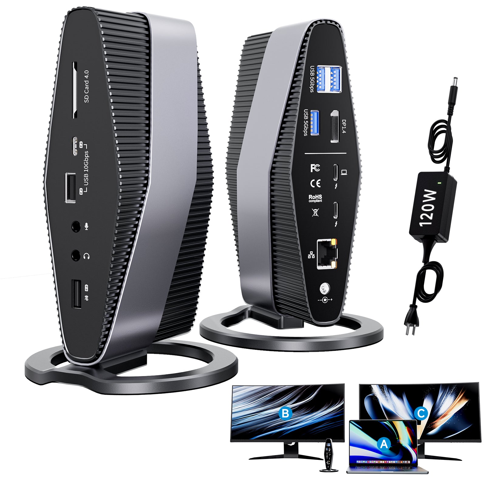 PULWTOP Thunderbolt 3 Docking Station  ( Single 5K Display, Dual 4K, 40Gbps)