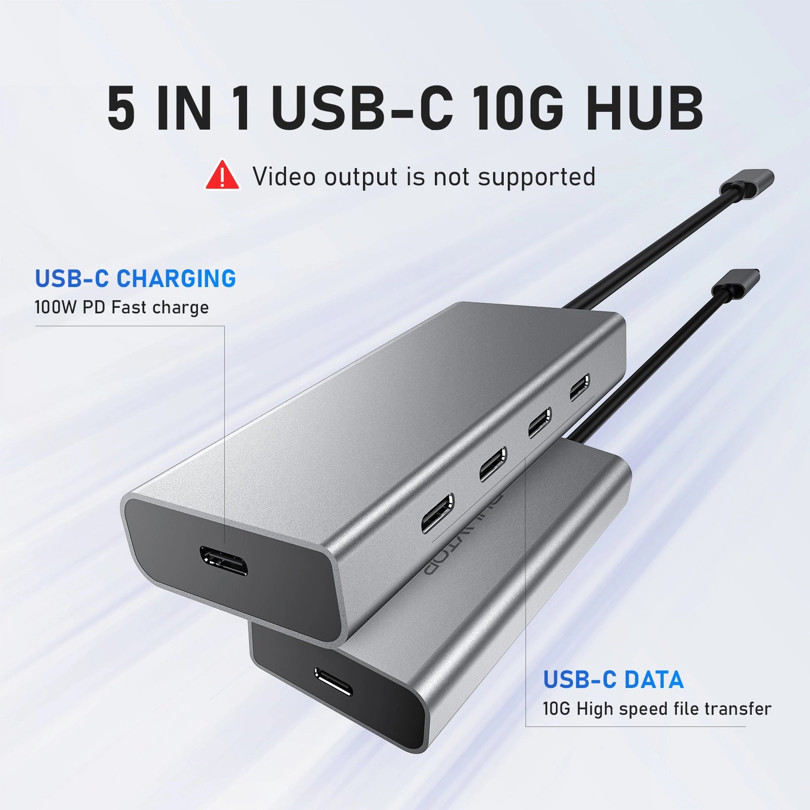 PULWTOP 5-port USB C Hub 10Gbps with 100W PD (no monitor support) for laptops