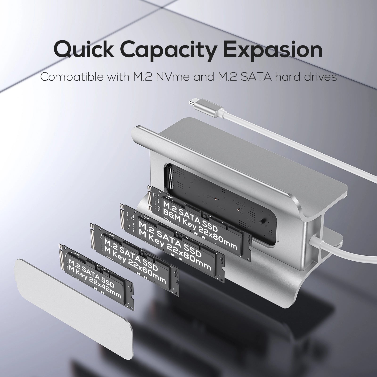 Minisopuru Mac Mini Dock Support M.2 NVMe/SATA SSD, 5 in 1 USB C Hub for  Mac Mini, Mac Mini Hub Stand & Docking Station Mac Mini Accessories with 2