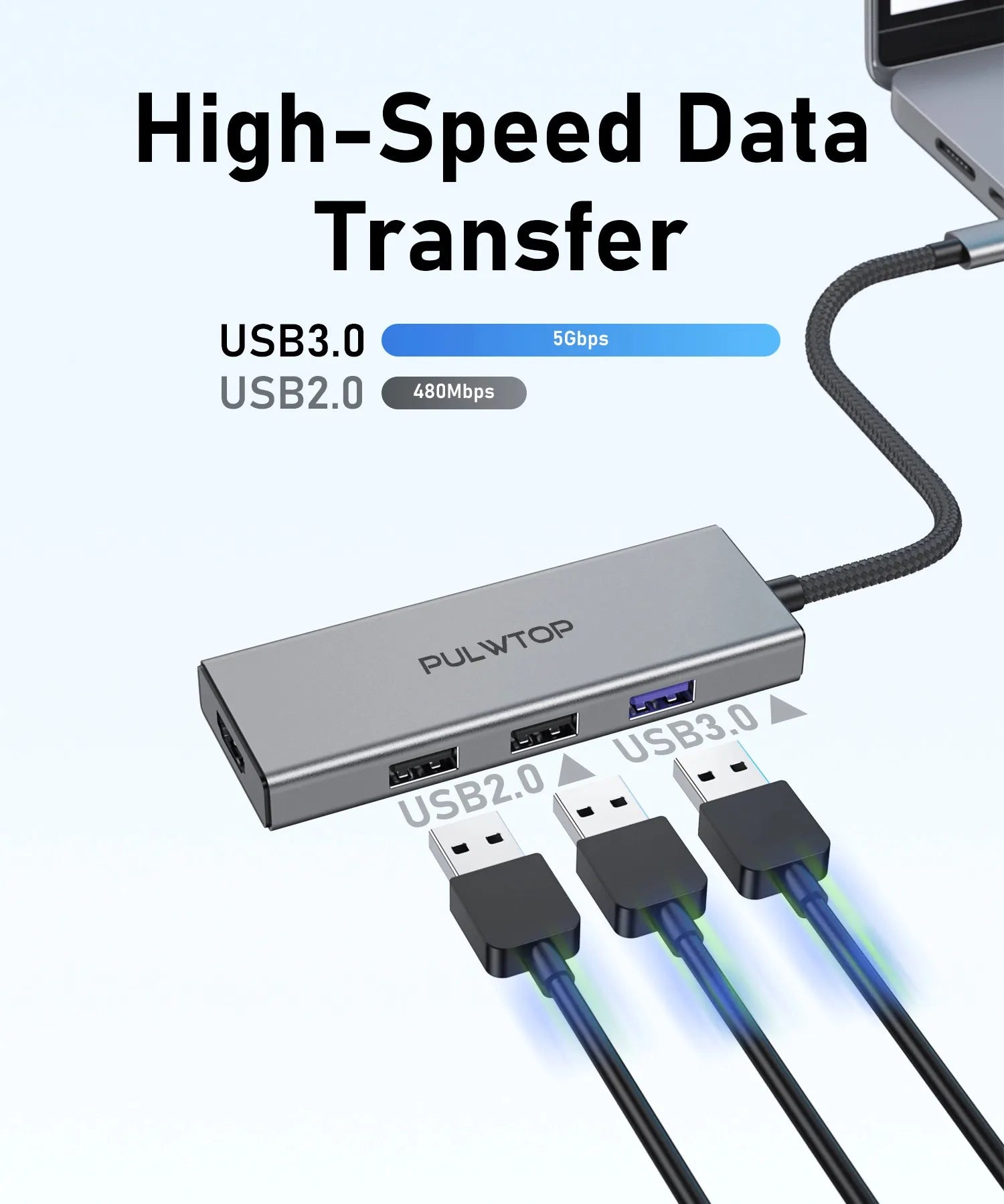 PULWTOP 6-in-1 USB C Hub Dual HDMI Monitors (for Windows), USB C Adapter with Dual HDMI, USB Ports, PD
