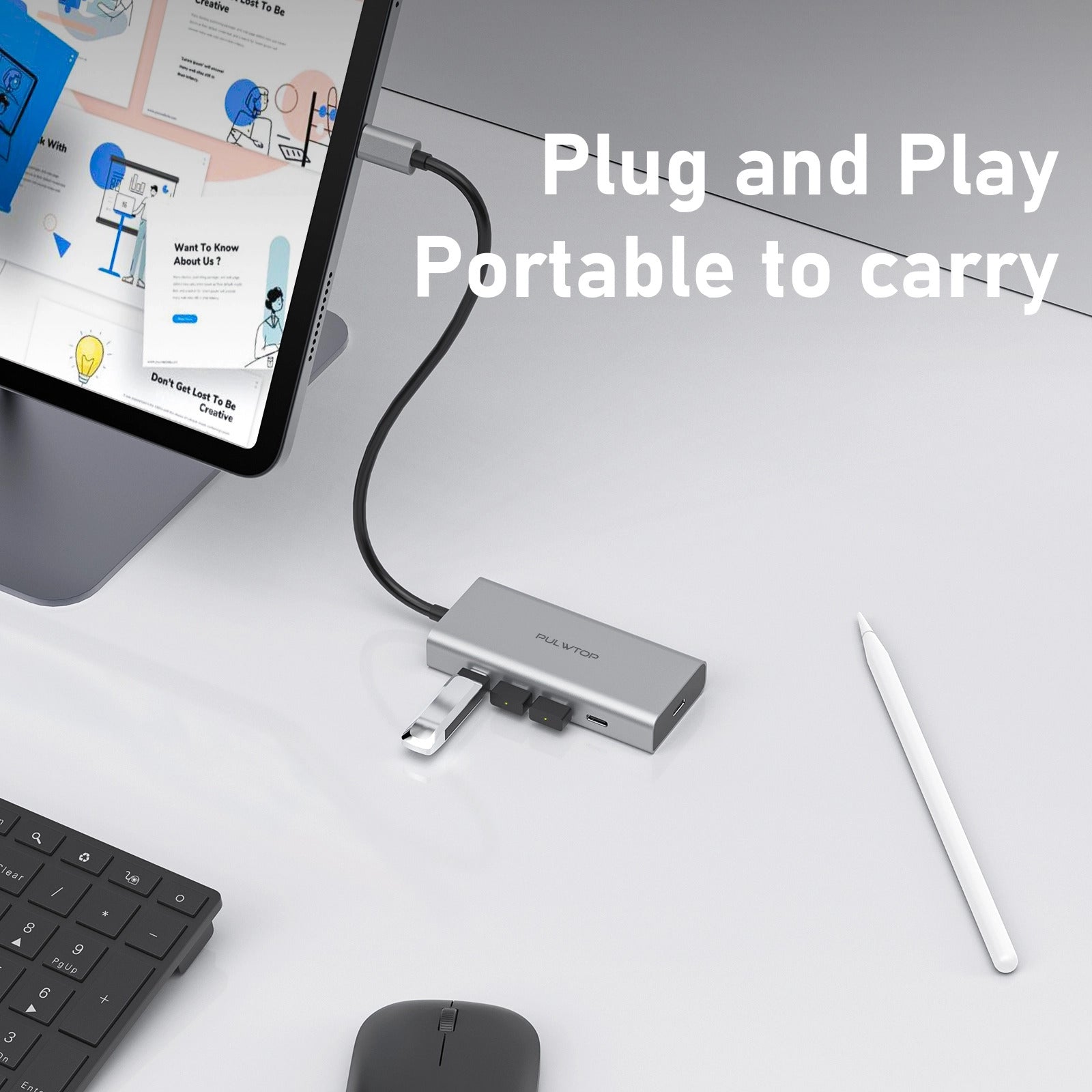 PULWTOP 5-port USB C Hub 10Gbps with 100W PD (no monitor support) for laptops