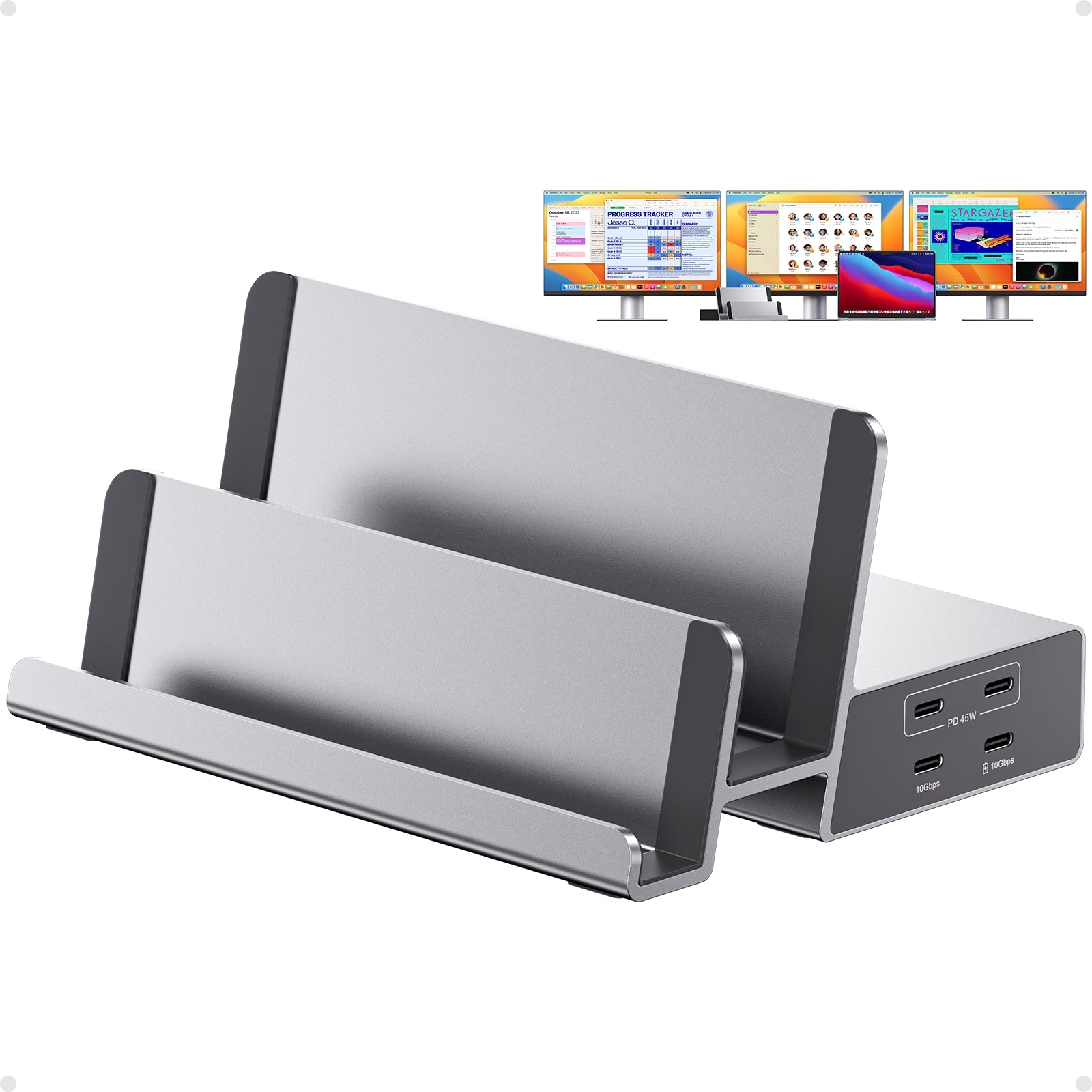 PULWTOP Triple Display Docking Station Stand（17-in-1, 100W PD, 4K Displays with 3 HDMI or 2 DisplayPort ）Driver Required