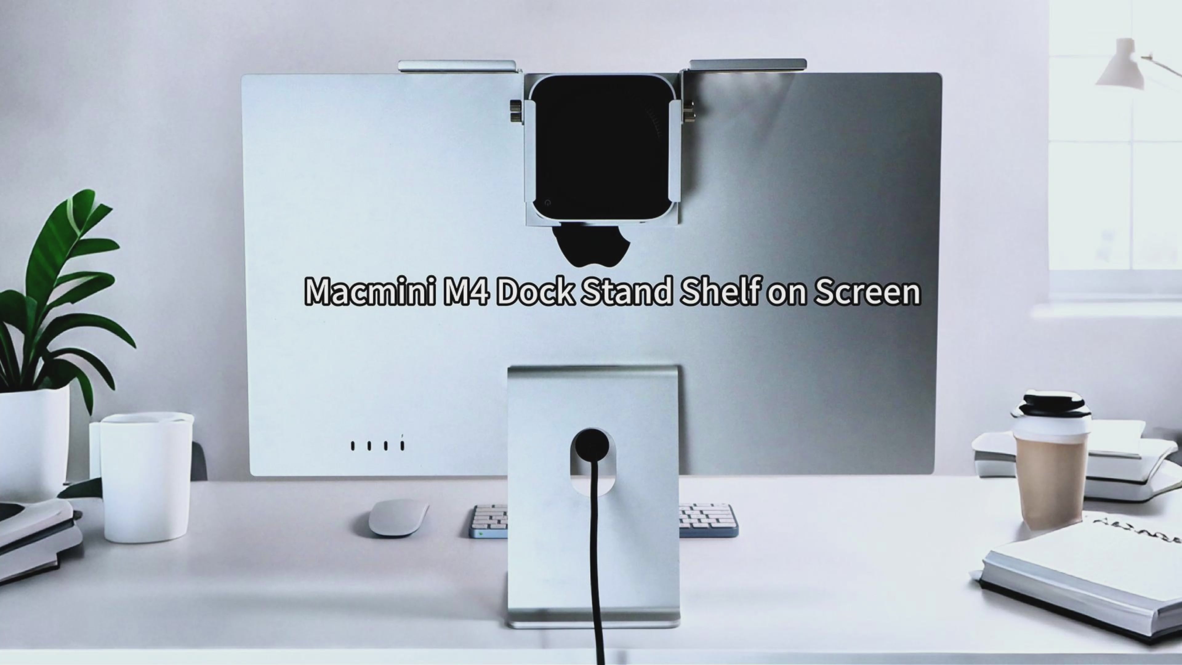 PULWTOP Mac mini M4 Dock & Stand, Metal Bracket Holder for Monitor, De