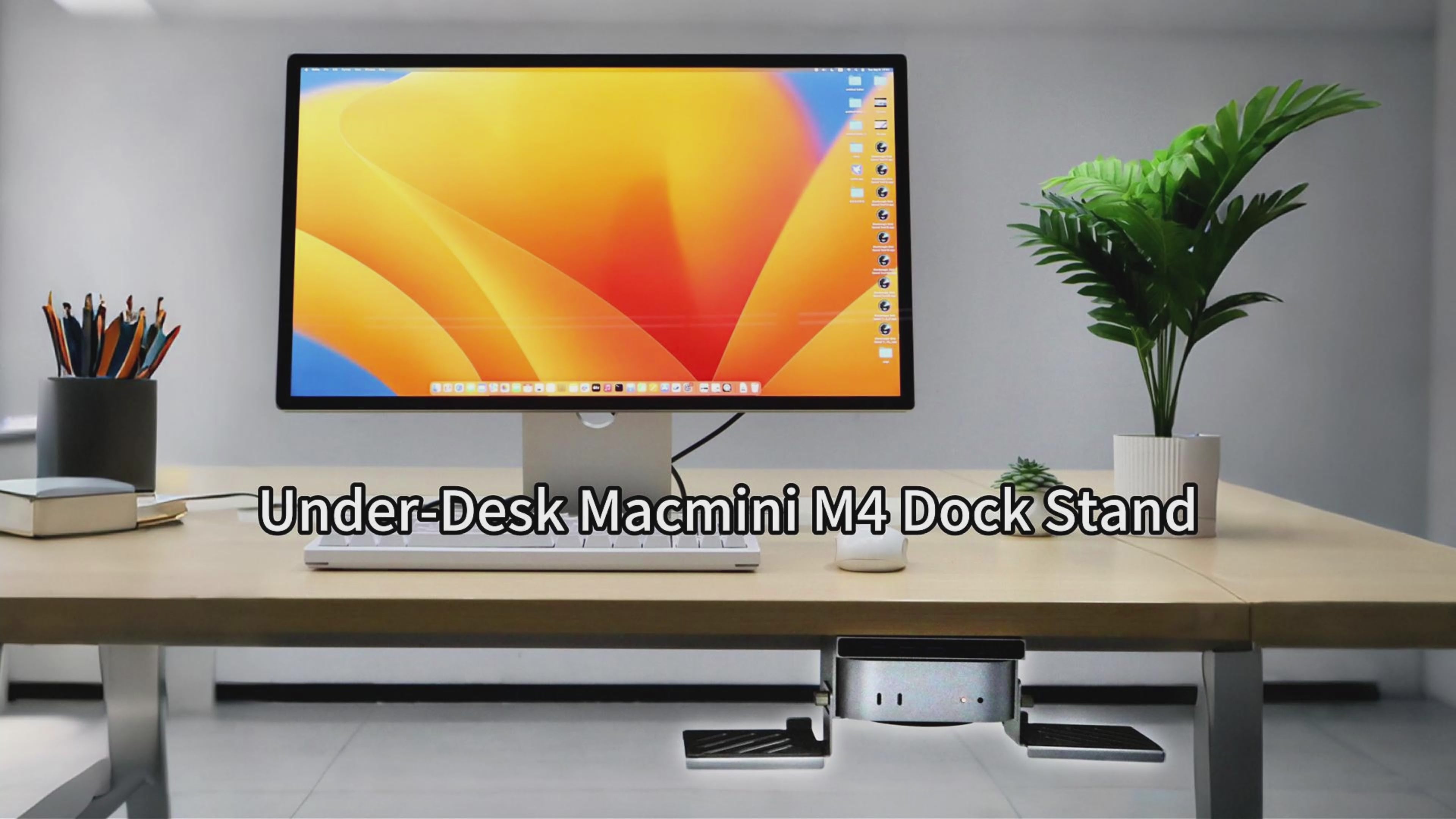 PULWTOP Mac mini M4 Dock & Stand, Metal Bracket Holder for Monitor, De