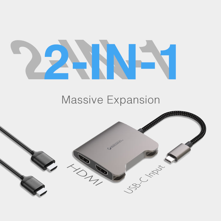 Pulwtop USB C to Dual HDMI Adapter, Dual Monitor Adapter USB C Adapter USB C Hub for Laptop HP/Dell/Surface/Lenovo/Thinkpad/Chromebook